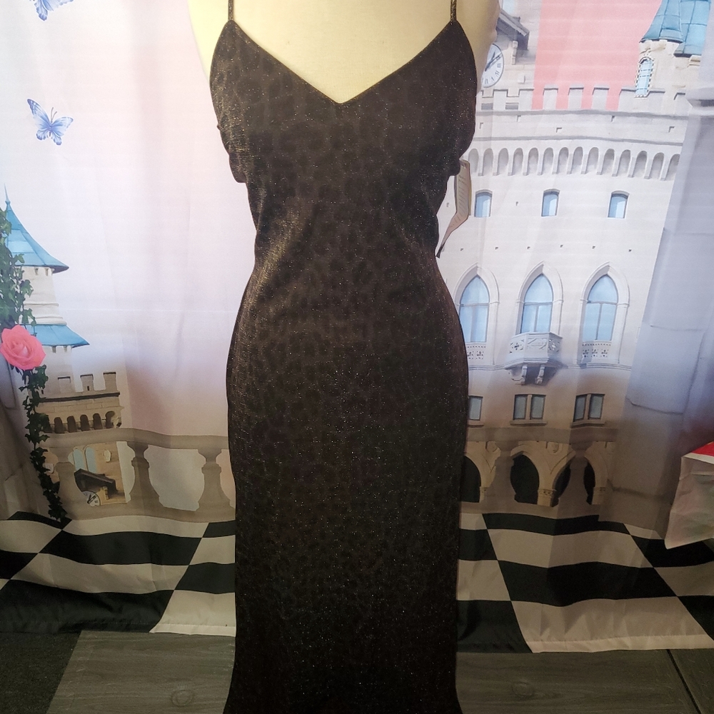 Reggio formal gown vintage dress shimmering leopard print